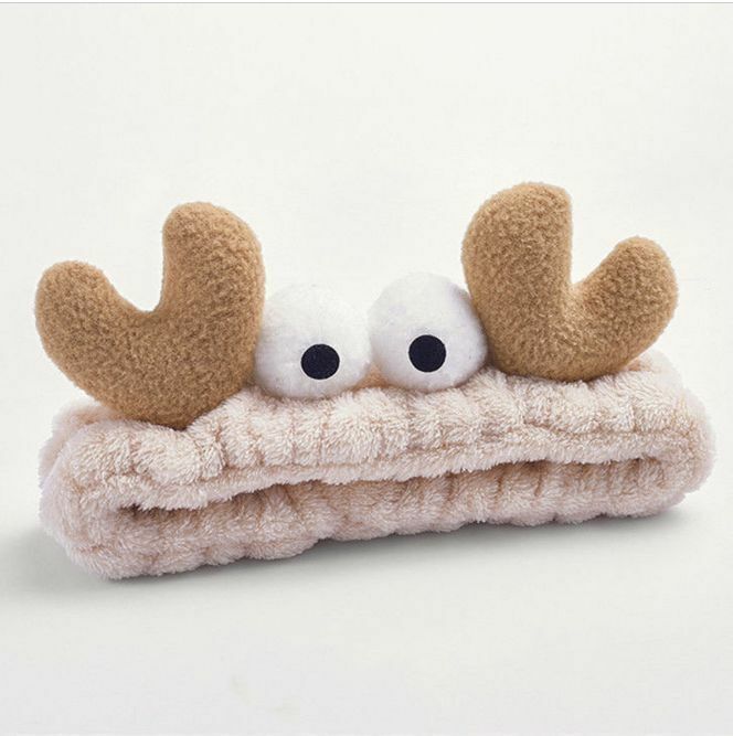 Hot selling cute face wash makeup headscarf headband headband (beige crab)