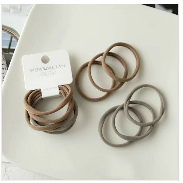 Hot selling simple, soft and highly elastic hair ties 6 pack (dark brown)
