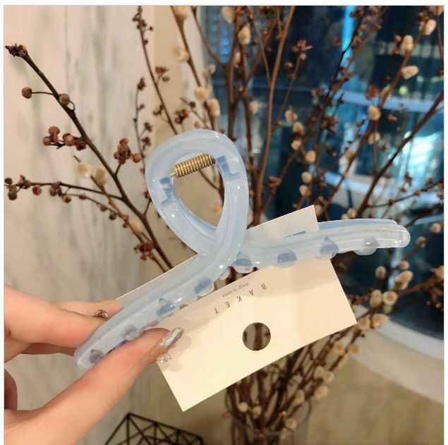 熱賣簡約優雅交叉抓夾鯊魚髮夾髮飾（馬卡龍藍）