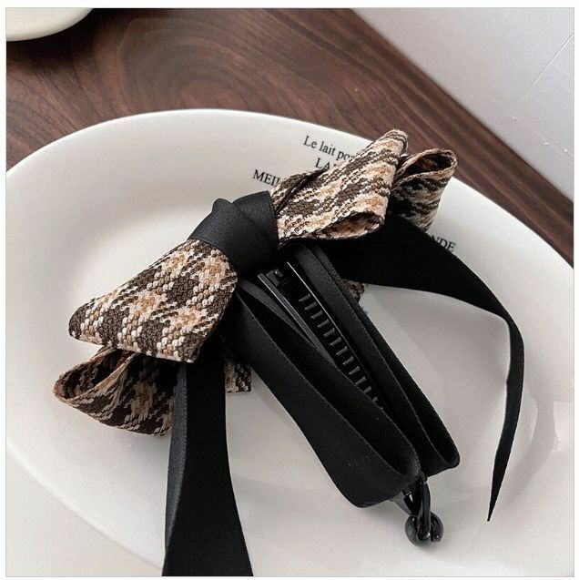 Hot Selling Big Bow Banana Clip Vertical Clip Hair Clip Headwear (Brown)
