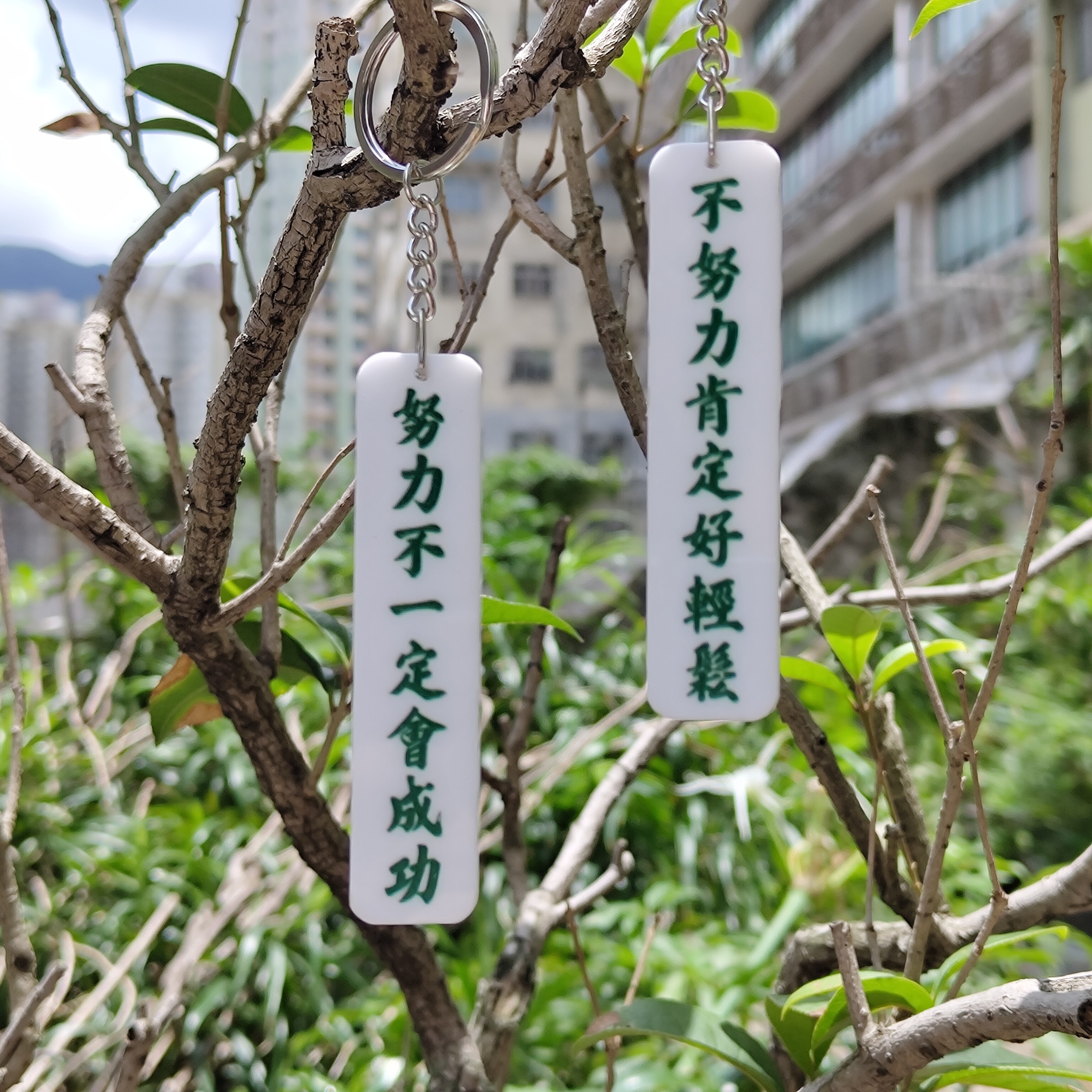 李漢港楷 雙面匙扣 努力不一定會成功 不努力肯定好輕鬆