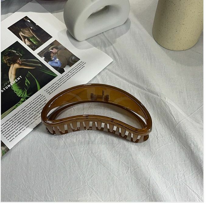 Hot Selling Jelly Colored Semi-circular Hollow Hair Clip Hair Accessory (Brown) Small Flaws