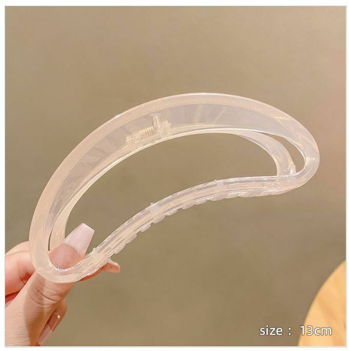 Hot Selling Large Jelly Color Semi-circular Hollow Hair Clip Hair Accessory (Light Pink) Small Flaws