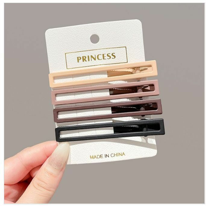 Hot selling hair clips for broken hair with bangs and seamless duckbill hairpins (square clips, set of four)