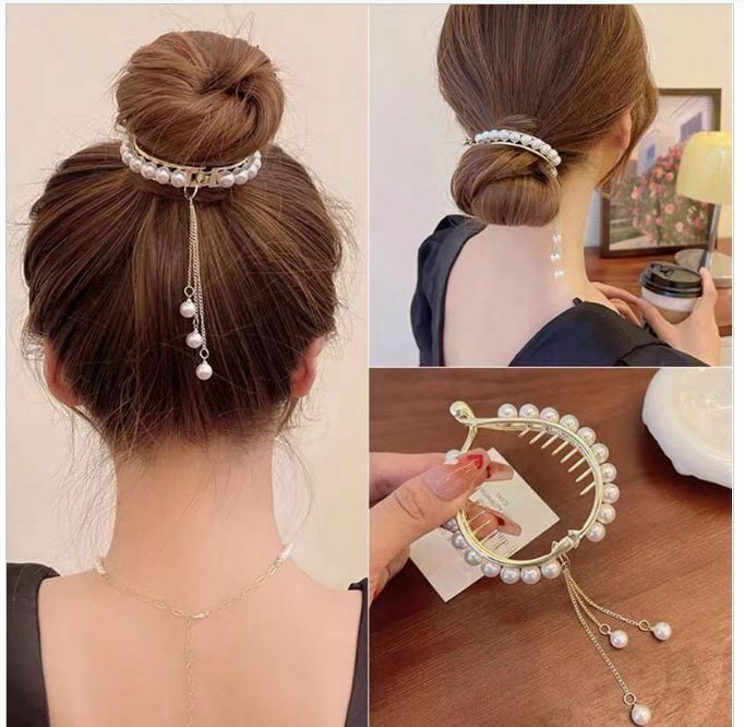 Hot selling temperament imitation pearl tassel ball hair clip hair accessory