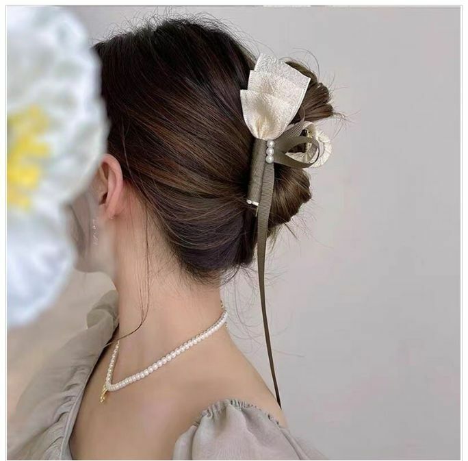 Hot Selling Fairy Bow Ribbon Hair Clip Hair Accessories (Tulip Shark Clip Style)