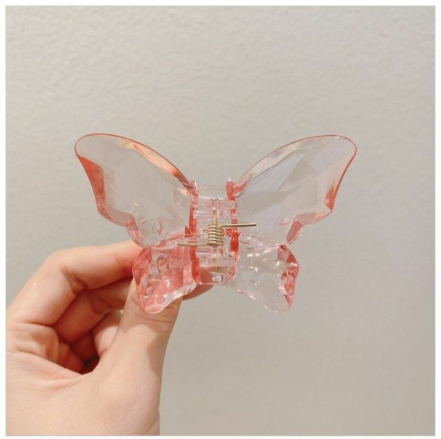 Hot Selling Crystal Three-dimensional Butterfly Hair Clip Hair Accessories (Pomegranate Ice Butterfly)