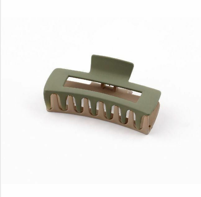 Hot selling simple color matching shark hairpin (coffee and green)