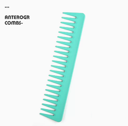 Popular women's home plastic comfortable comb (goddess wide teeth, lake blue) (size: length 19, width 4cm)