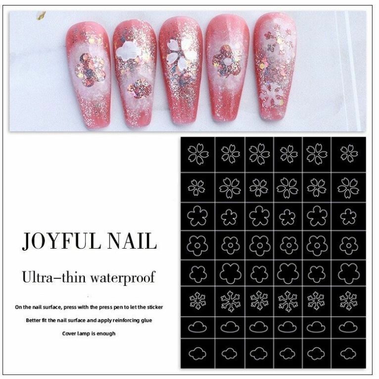 Hot selling dual-purpose hollow manicure adhesive backing template sticker (cross + four-pointed star)