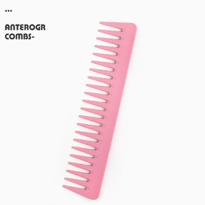 Popular women's home plastic comfortable comb (goddess wide teeth pink) (size: length 19 width 4cm)