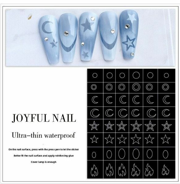 Hot selling dual-purpose hollow manicure adhesive template sticker (starry sky + flame)