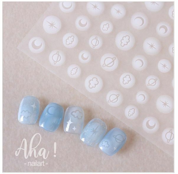 Hot selling smudged semi-transparent hollow manicure adhesive sticker (moon sky)