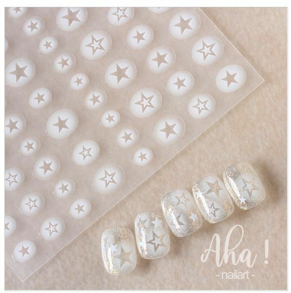 Hot selling smudged semi-transparent hollow manicure adhesive stickers (stars)