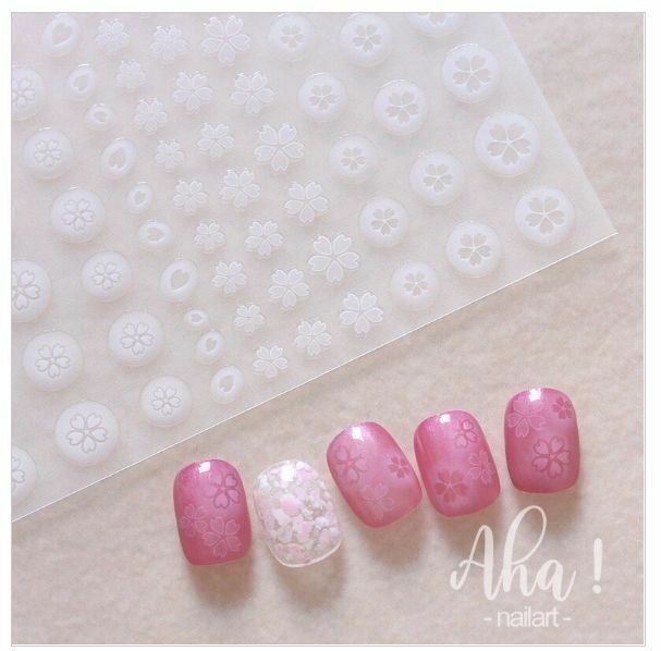 Hot selling smudged semi-transparent hollow manicure adhesive sticker (Sakura)