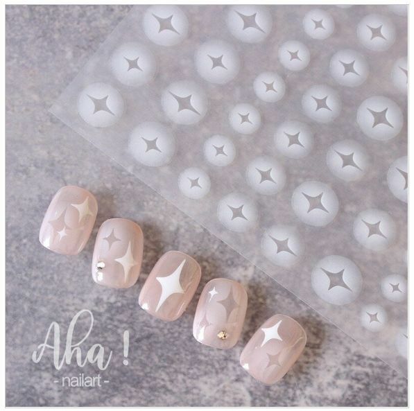 Hot selling smudged semi-transparent hollow manicure adhesive sticker (four-pointed star)