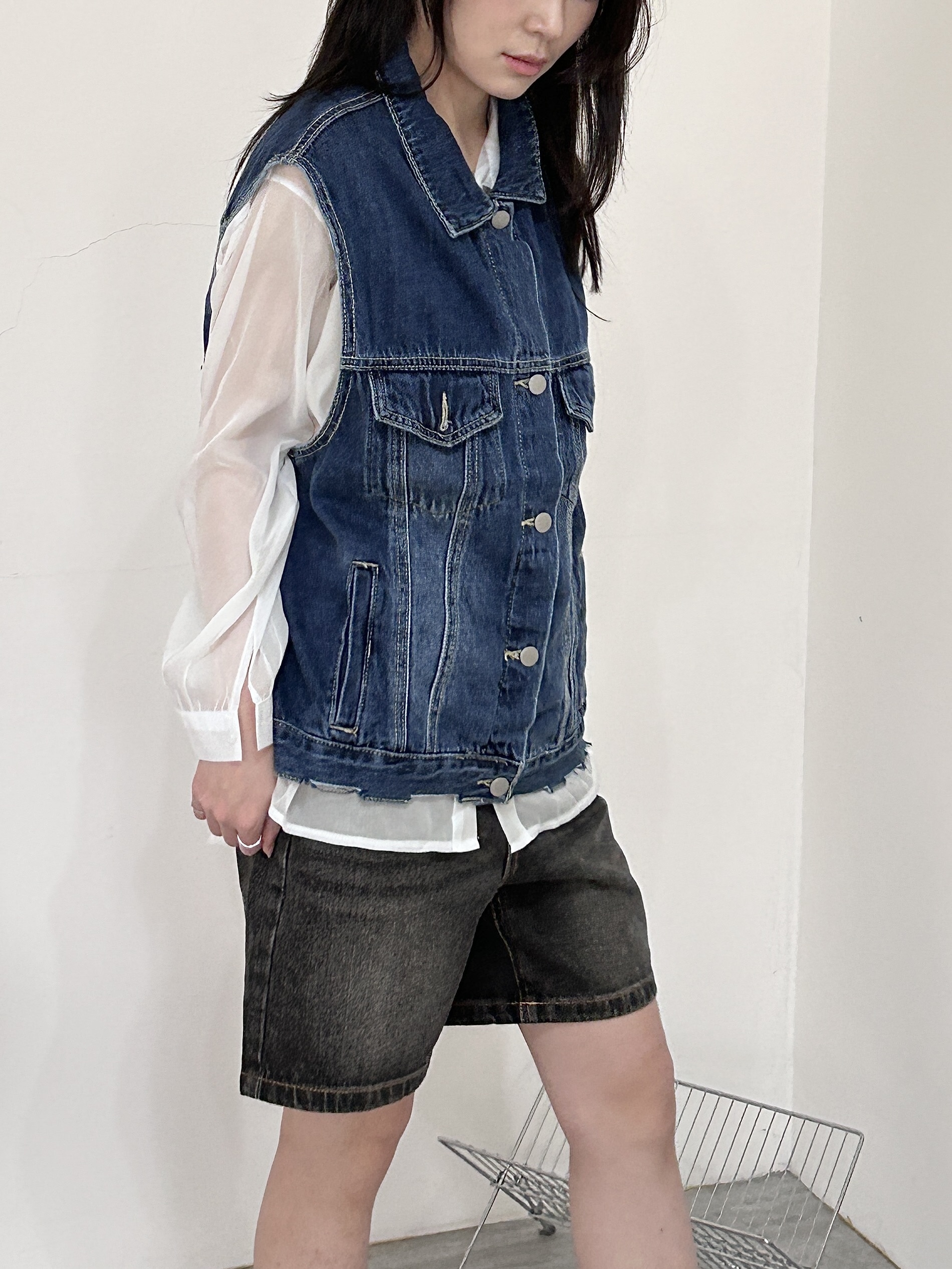 牛仔口袋背心