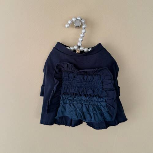 Louisdog 深藍有機棉捲袖上衣