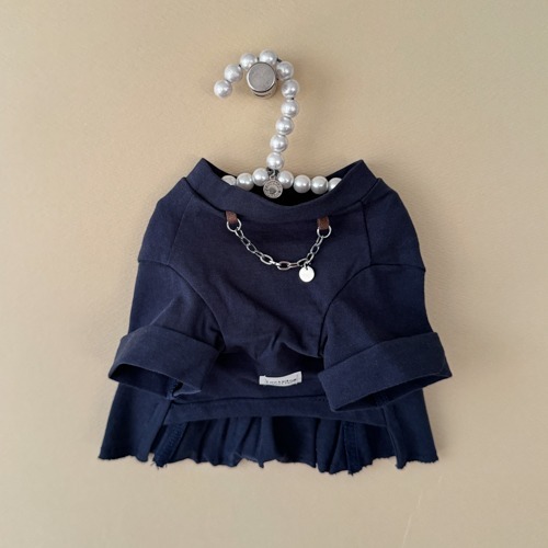 Louisdog 深藍有機棉捲袖上衣