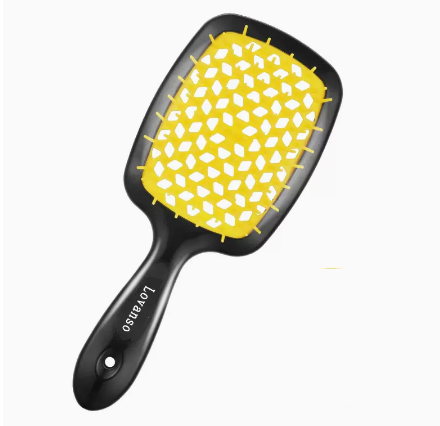 Popular women's grid candy color comfortable hair comb (yellow) (size: 20.5*8.5*9.2cm)