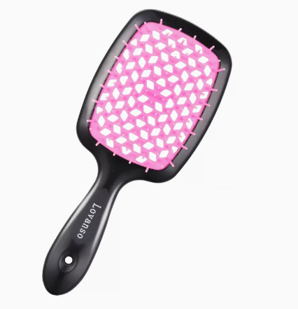 Popular women's grid candy color comfortable hair comb (pink) (size: 20.5*8.5*9.2cm)