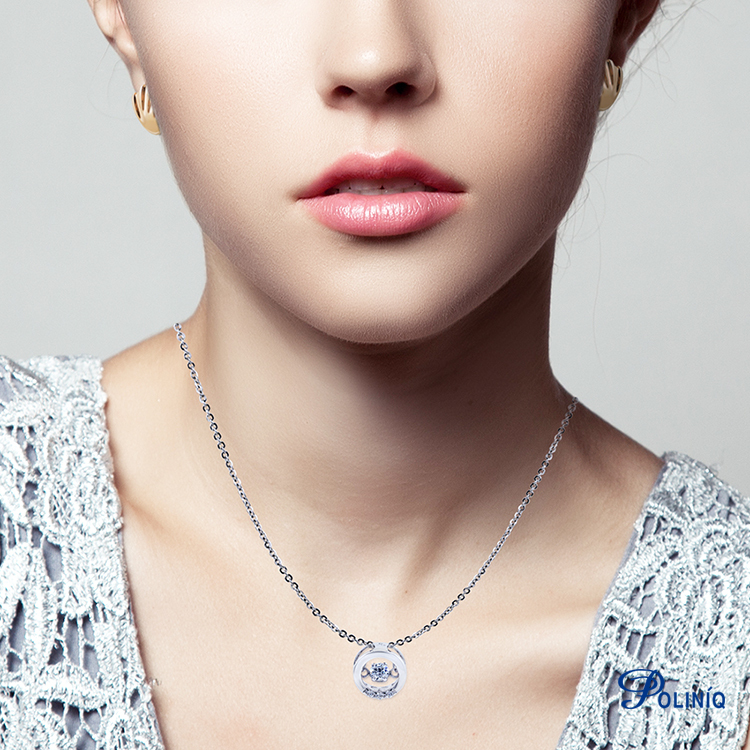 925純銀「小宇宙 閃爍動感」晶鑽項墜+贈白鋼項鍊-SDP0065