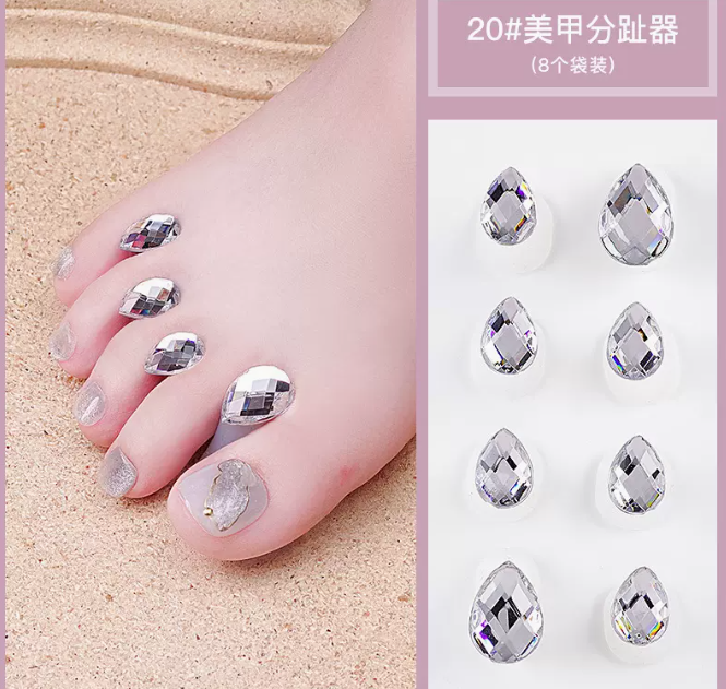 Hot selling manicure tools toe separator 20 water drop diamonds