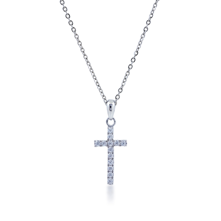 925純銀「愛守護 十字架」晶鑽項墜+贈白鋼項鍊-SDP0063