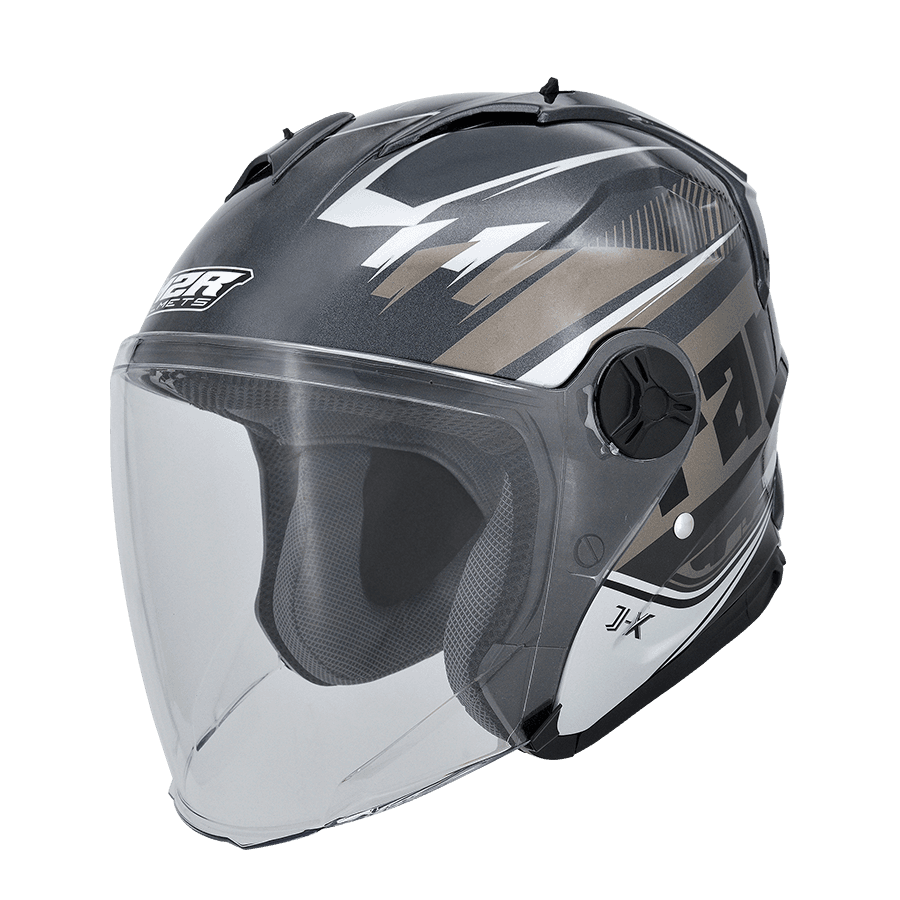 M2R J-X #5 閃銀灰 彩繪 3/4罩 輕量