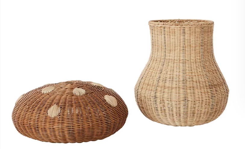 catsle藤編蘑菇形收納筐