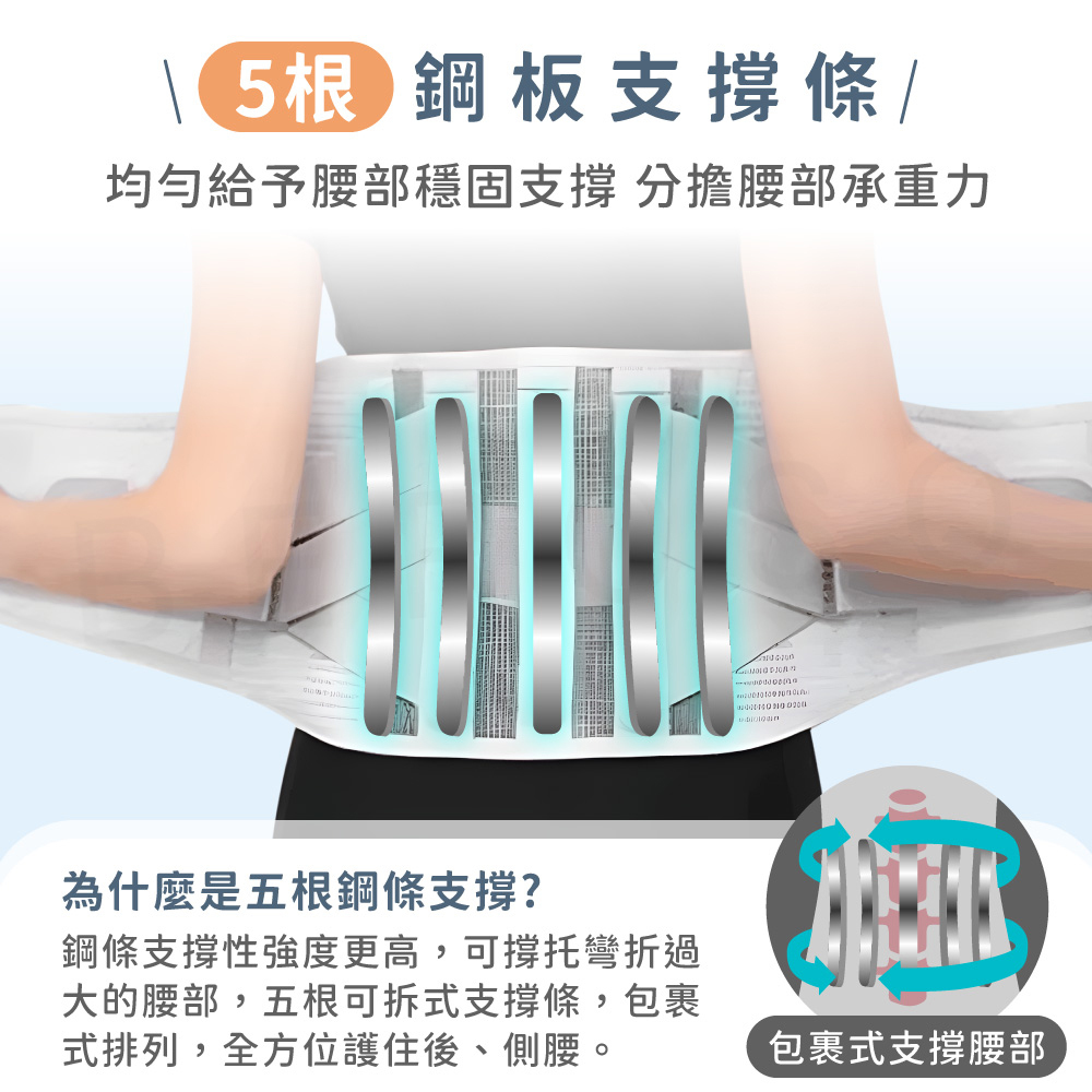 五根支撐條 分擔腰部壓力