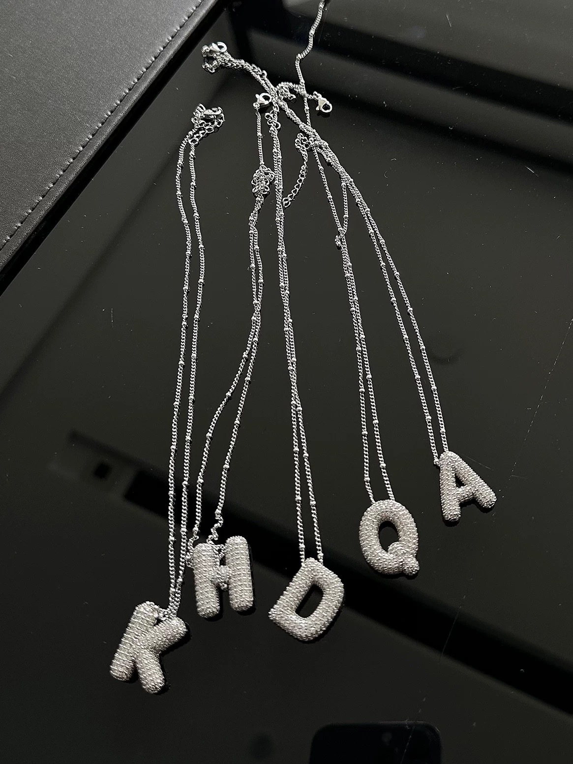 訂製🔐泡泡英文字鑲鑽項鍊 (2色)