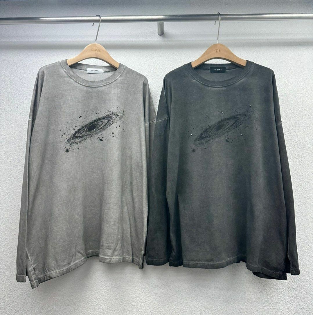 洗水仿污圖案長袖衫 GAME-042T