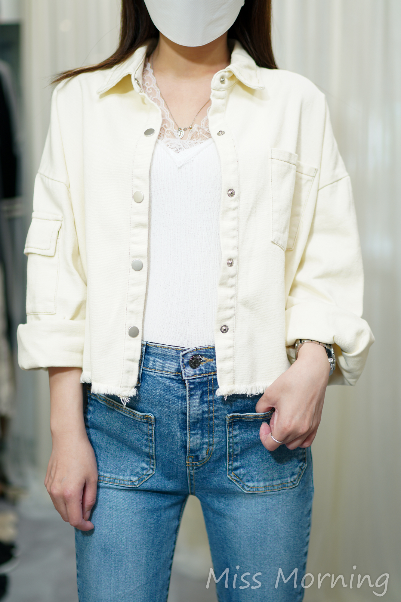 Soso 腳中薄牛仔棉外套(14113)