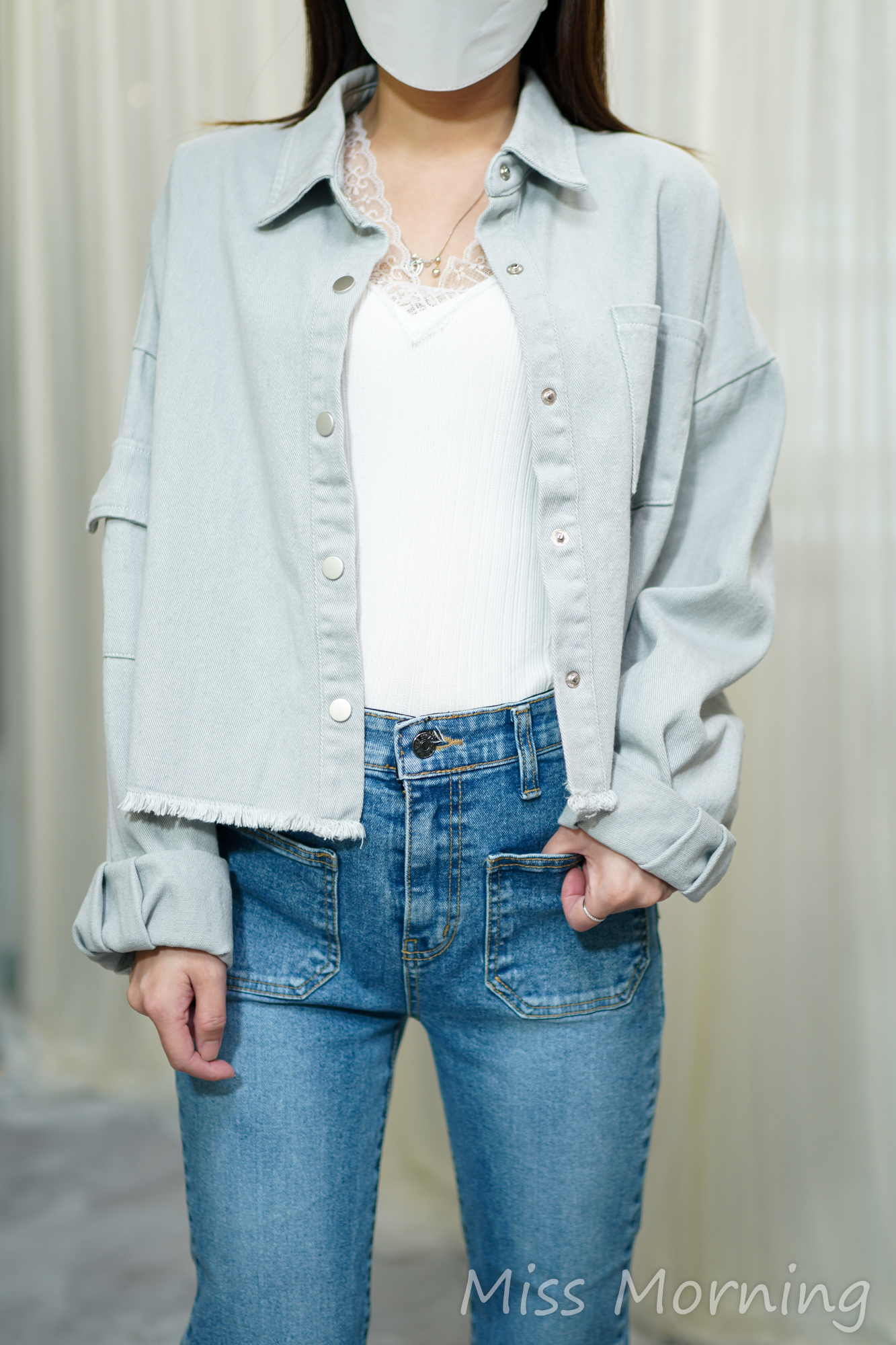 Soso 腳中薄牛仔棉外套(14113)