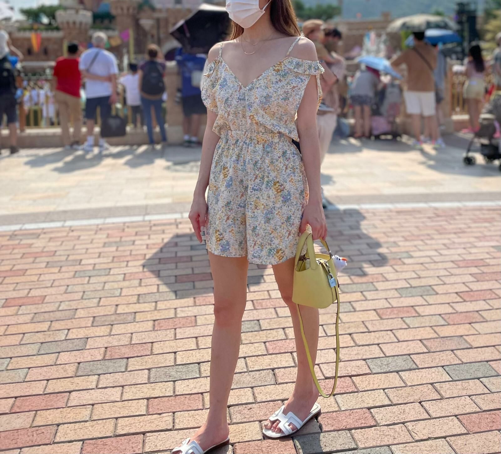 碎花露膊連身褲