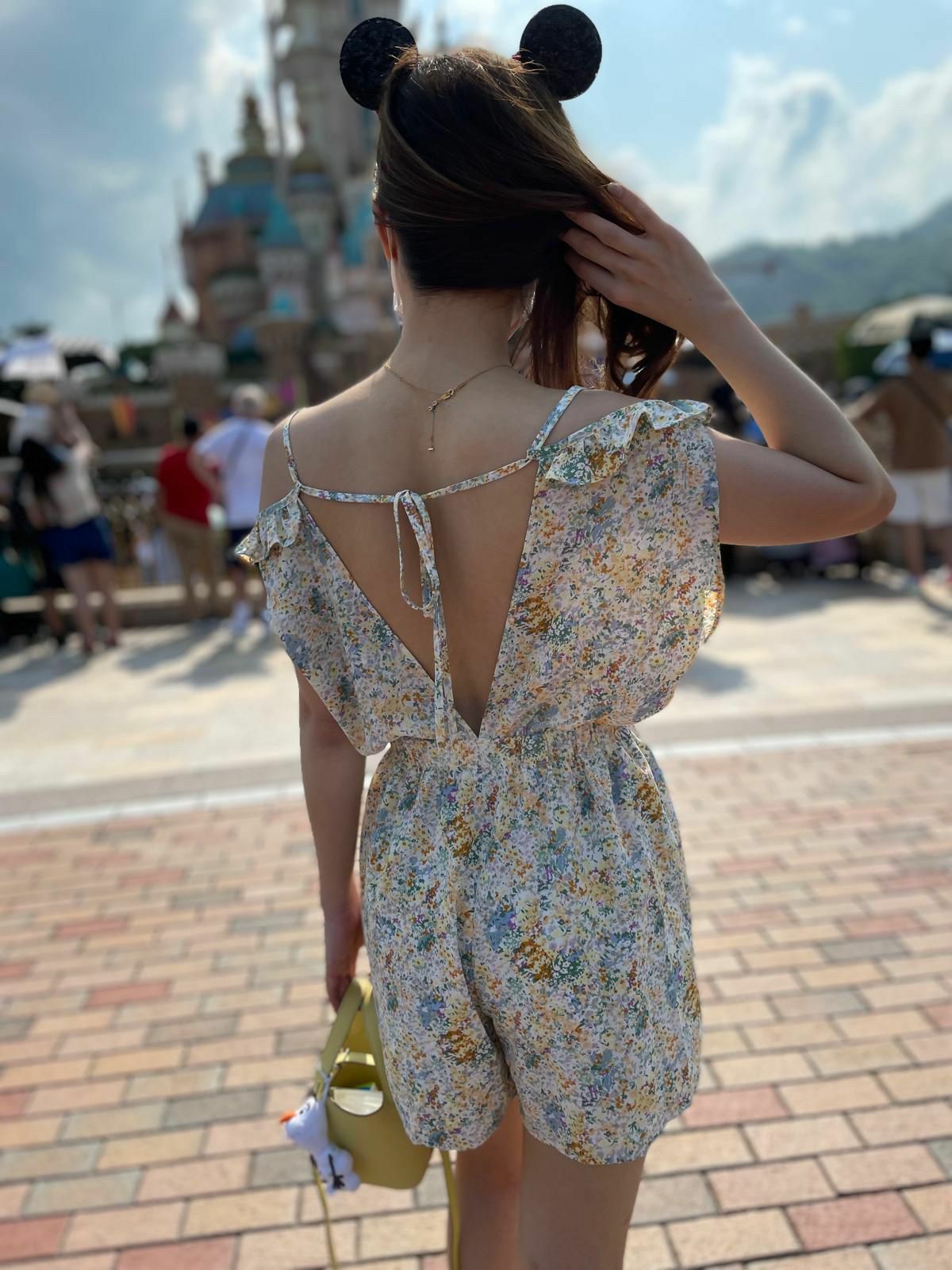 碎花露膊連身褲