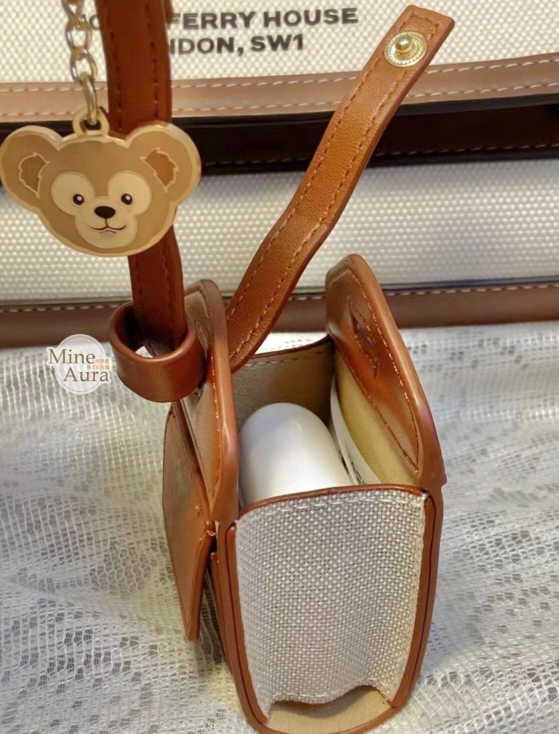 (特價現貨) 達菲 Duffy 大頭墜飾 apple AirPods 皮質 造型 耳機保護套 -上海迪士尼樂園