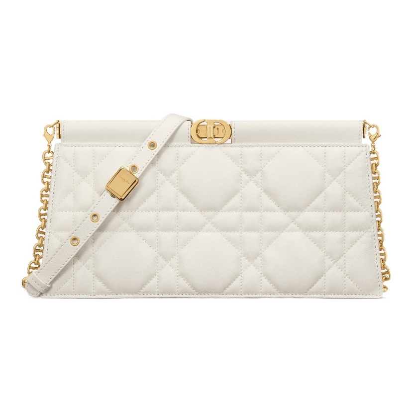 DIOR Caro Colle Noire 白色 羊皮 手提包 鏈條 手拿包