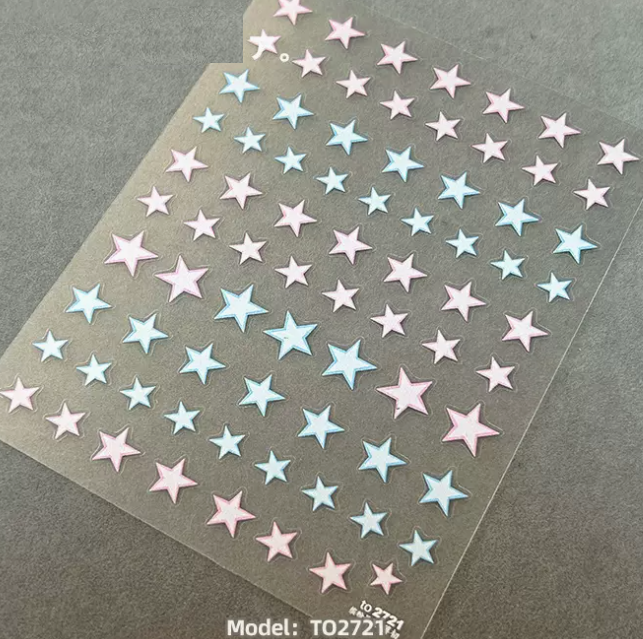 Hot selling manicure embossed macaron star stickers (2721# thin tough)