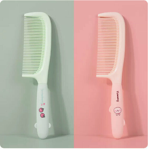 New style [pack of 2] home portable hair straightening comb (green + pink) [size: 21.5*4.5cm]