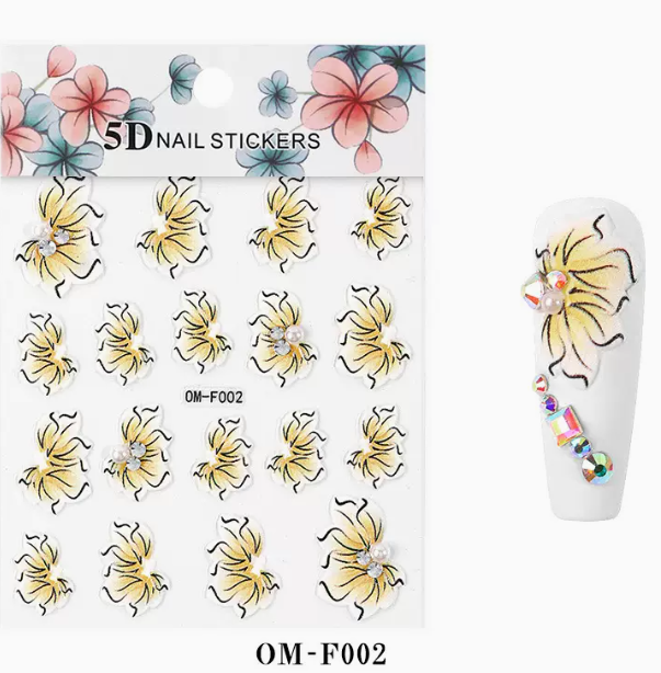 Hot Selling Nail Art Embossed Flower 5D Sticker (OM-F002#)