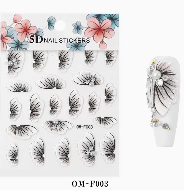 Hot Selling Nail Art Embossed Flower 5D Sticker (OM-F003#)