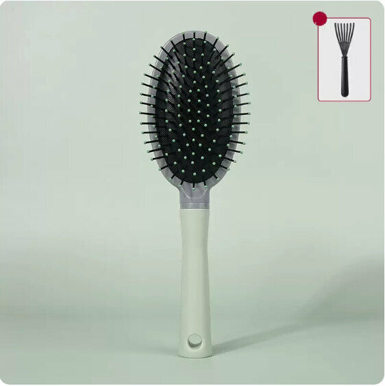 New home use curling fluffy comb (apple green-oval air cushion) [size: 23.5*7cm]