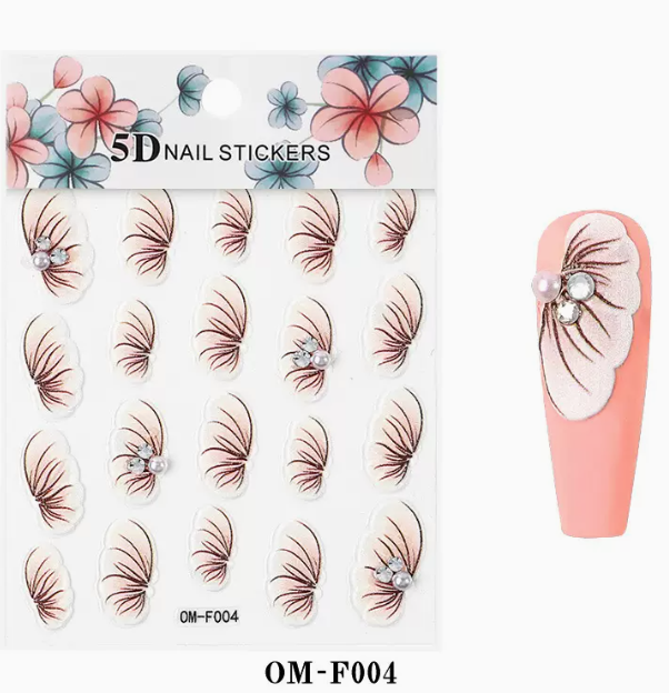 Hot Selling Nail Art Embossed Flower 5D Sticker (OM-F004#)