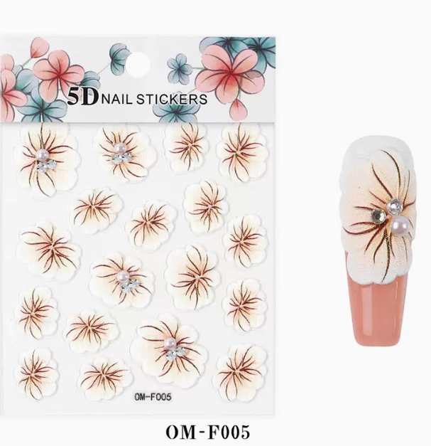 Hot Selling Nail Art Embossed Flower 5D Sticker (OM-F005#)