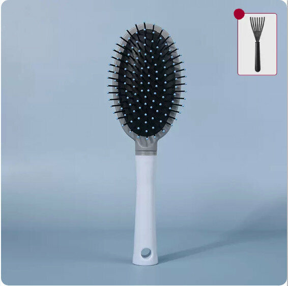 New home use fluffy comb for curly hair (Sky Blue-Oval Air Cushion) [Size: 23.5*7cm]