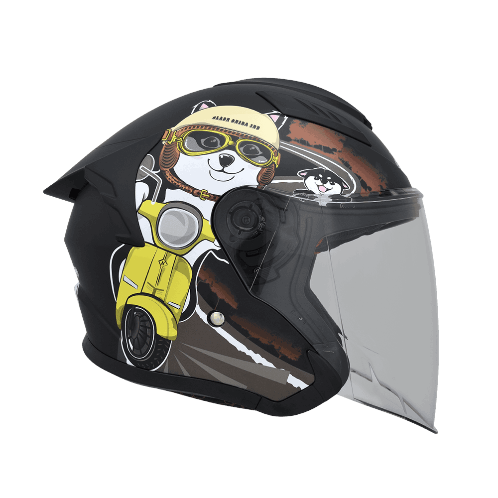 M2R VO-1 #3 柴犬 消光黑 彩繪 3/4罩 內墨片款式