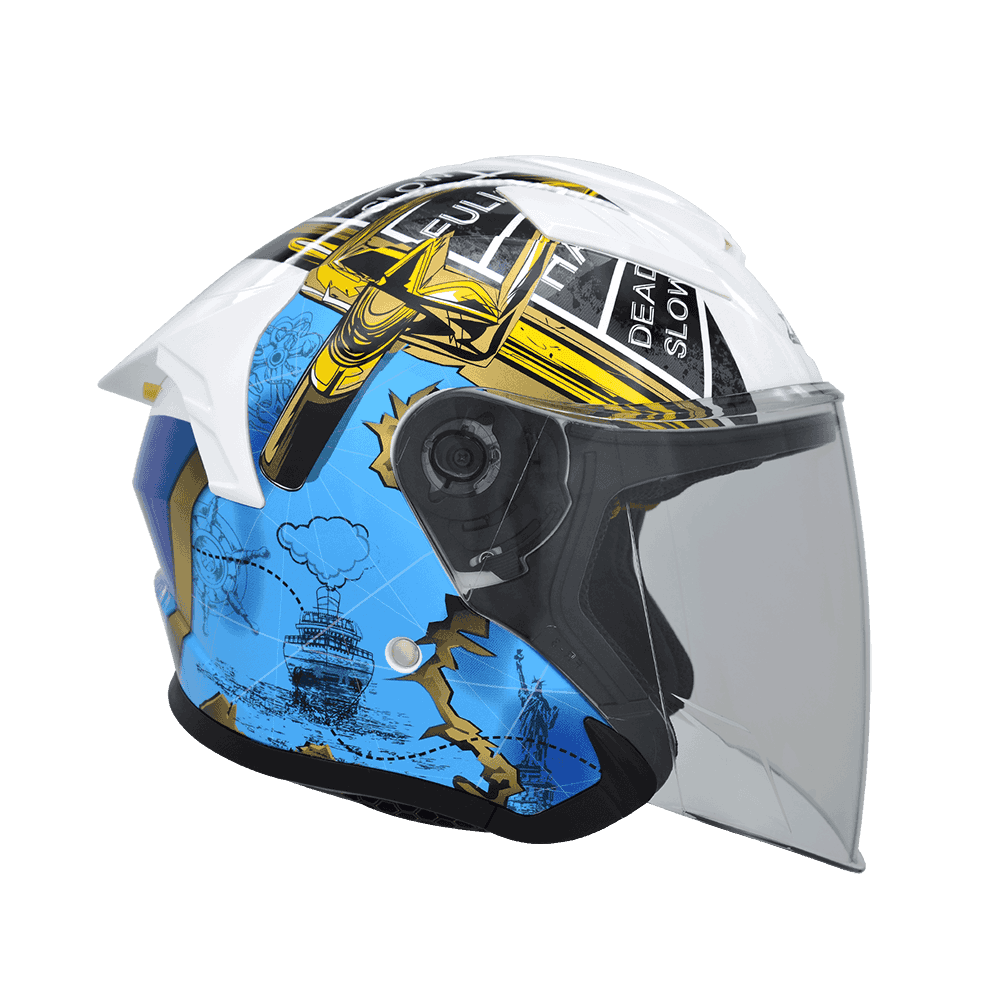 M2R VO-1 #2 鐵達尼號 珍珠白藍 彩繪 3/4罩 內墨片款式