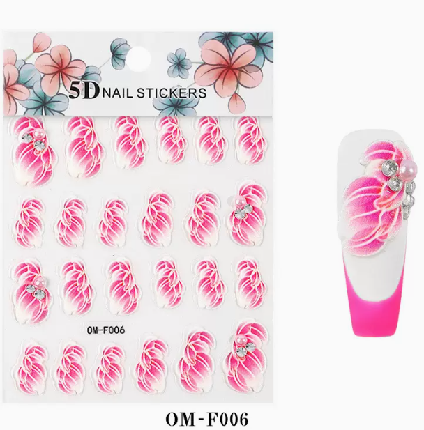 Hot Selling Nail Art Embossed Flower 5D Sticker (OM-F006#)